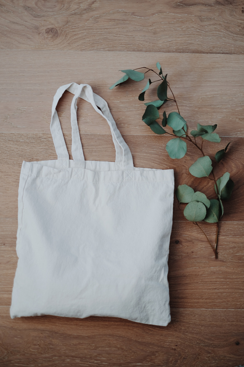 White canvas tote bag